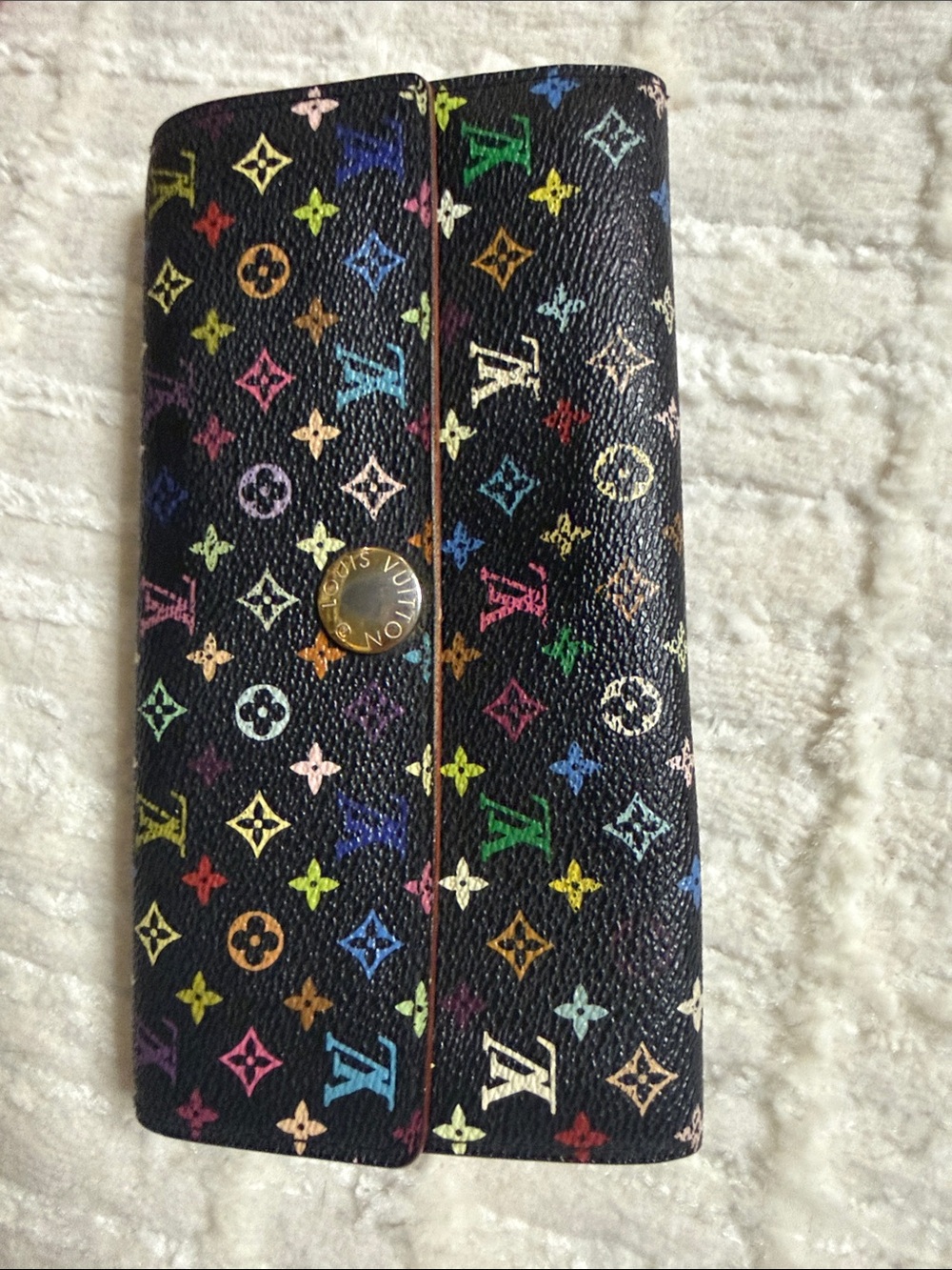 Louis Vuitton Black Multicolor Monogram Murakami Key Long Sarah Wallet